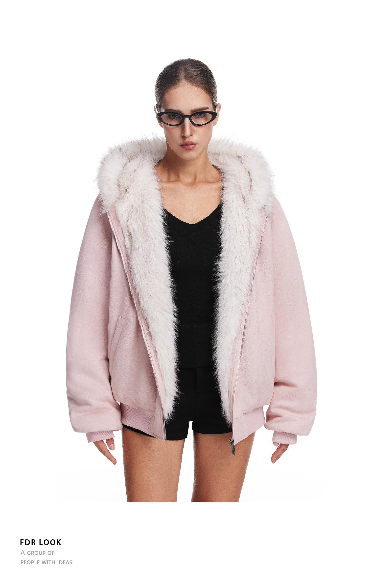 FDR Oversized Faux Suede Cozy Jacket with Cat Ears & Leopard Print Soft Warm Faux Fur Lining Unisex  Womenswear Sweatshirts Fall Fashion Coat Winter Outfits