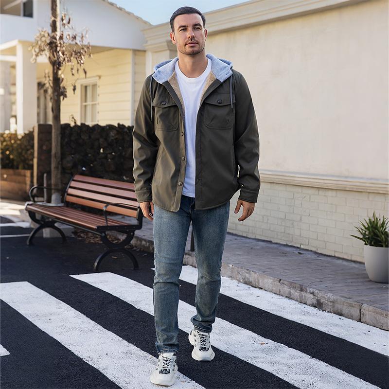 Zaitun Men's Hooded Jacket with Pockets - Sherpa Lined for Ultimate Warmth, Perfect for Cold Days! jackets  for  men