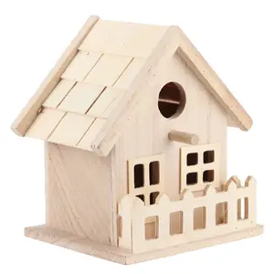 Wooden Bird House Nests Outdoor Hanging Birds Parrots Resting Breeding Box Decoration