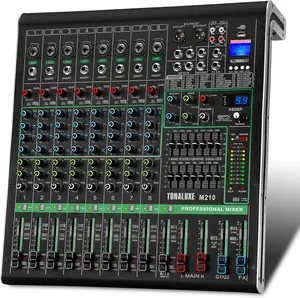 10-Channel Professional Audio Mixer with 99 DSP Effects, smartphone Bluetooth, USB Interface | DJ Sound Mixing Board for Recording Studio, Live Stage & Karaoke | Dual 7-Band EQ, PAD & Mute Controls