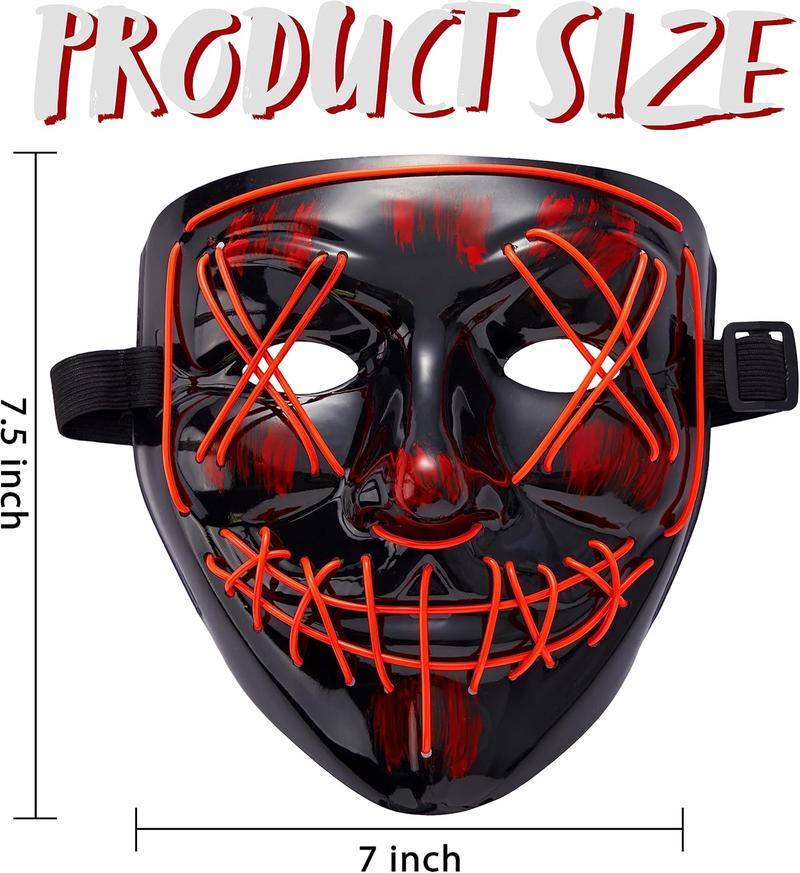LED Halloween Mask with 4 Lighting Modes, Scary Spooky Mask for Festival Cosplay, Halloween Costume Masquerade Parties, Carnival, Gifts