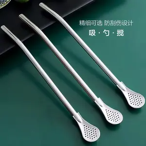 Stirring straw spoon