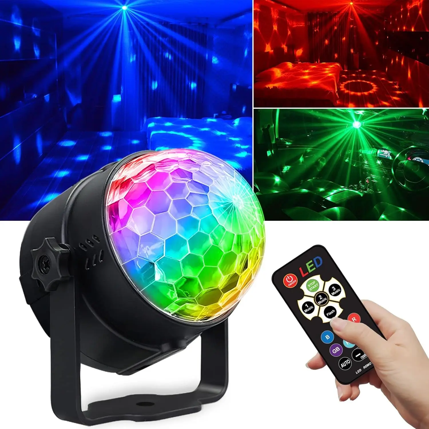 2-Pack Portable Sound-Activated LED Strobe Lights - Battery/USB Powered Disco Balls with Remote Control, Indoor Household Party Decor for Weddings, Adults Gifts, 2025 New Year Supplies, Light, Party Lights
