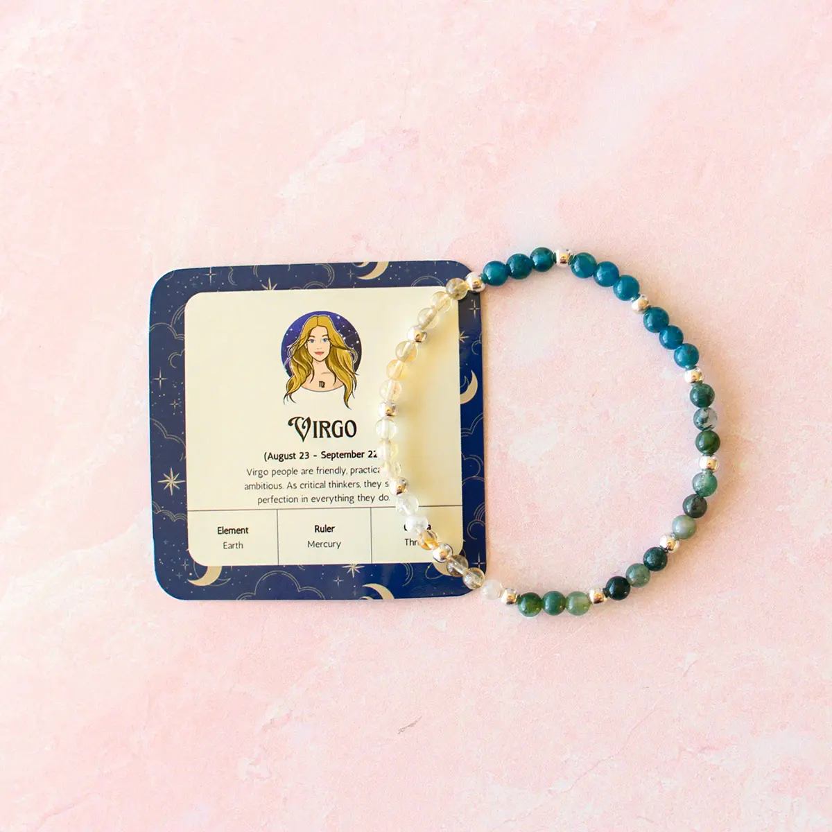 Virgo Zodiac Sign Crystal Bracelet | Sun, Moon, Rising Signs | 4mm