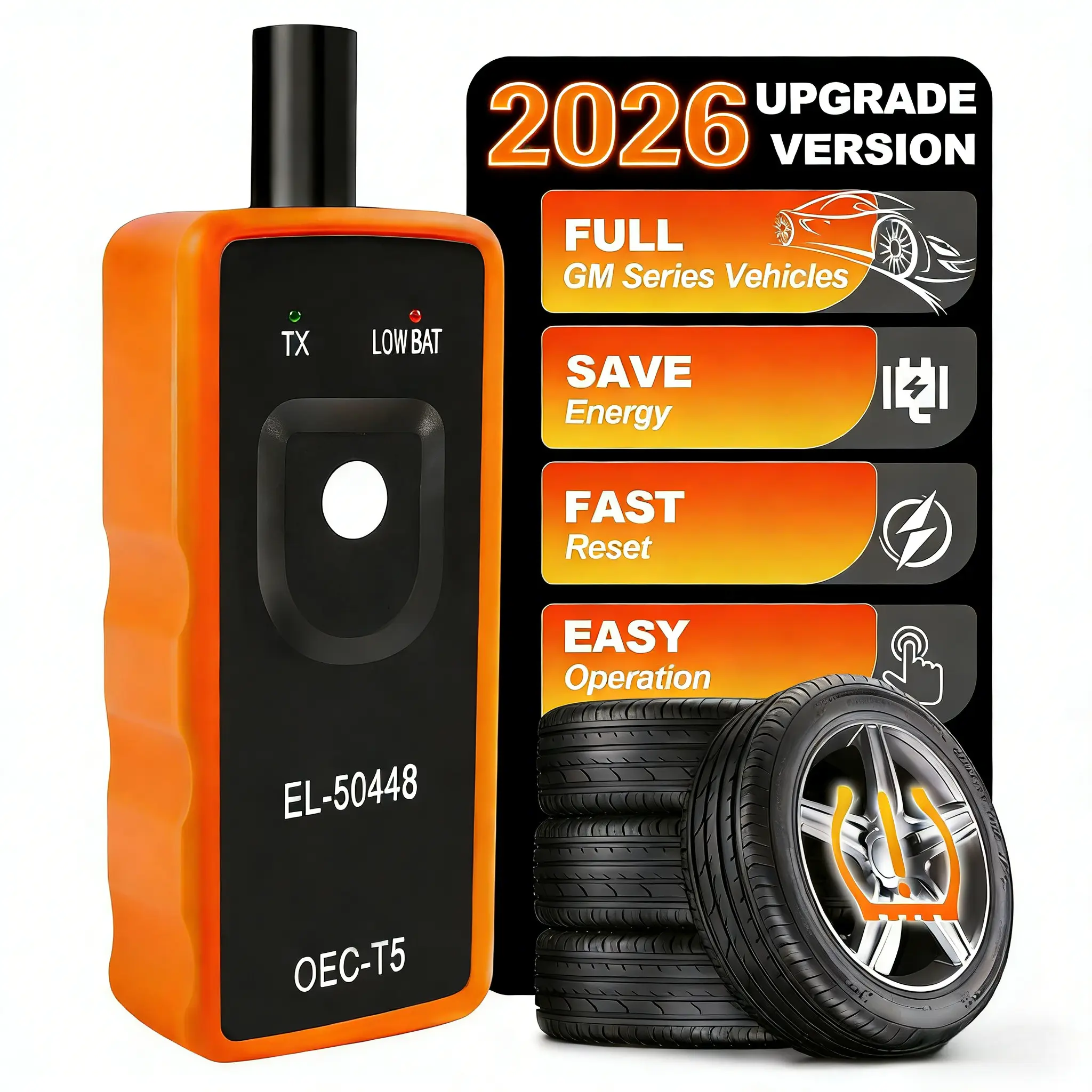 TPMS Reset Tool for 2006-2024 GM Series Vehicles, 315/433MHz Car Accessory with Relearn Mode, Sensor Programming, Fast Reset, Single-Button Easy Operation, ABS Plastic Auto Replacement Part Eliminates Repair Shop Visits