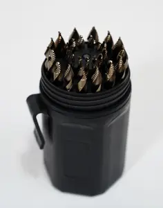 29 Piece Stepped Point HSS Drill Bit Set, 1/16"- 1/2", Round Case, 135° Step Point Split Point Tip, M2 Steel，3-Flat Shank for Metal, Steel & Acrylic - No Pilot Hole Needed - Industrial, MRO & DIY Use