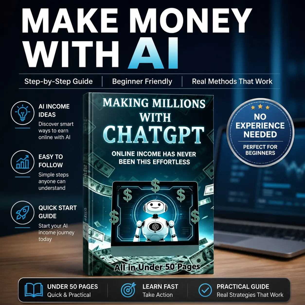 Earn Money with Ai: Beginner-Friendly Chatgpt Step-By-Step Tutorial Guide Booklet (no Experience Required), Learn Ai Basics Easily, Perfect for New Users