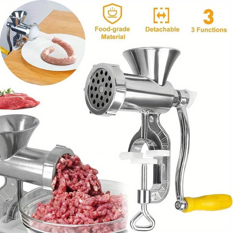 Manual Meat Grinder, Heavy Duty Aluminum Alloy Hand Meat Grinder with Table Clamp, Meat Mincer Sausage Maker for Beef Pepper Mushroom