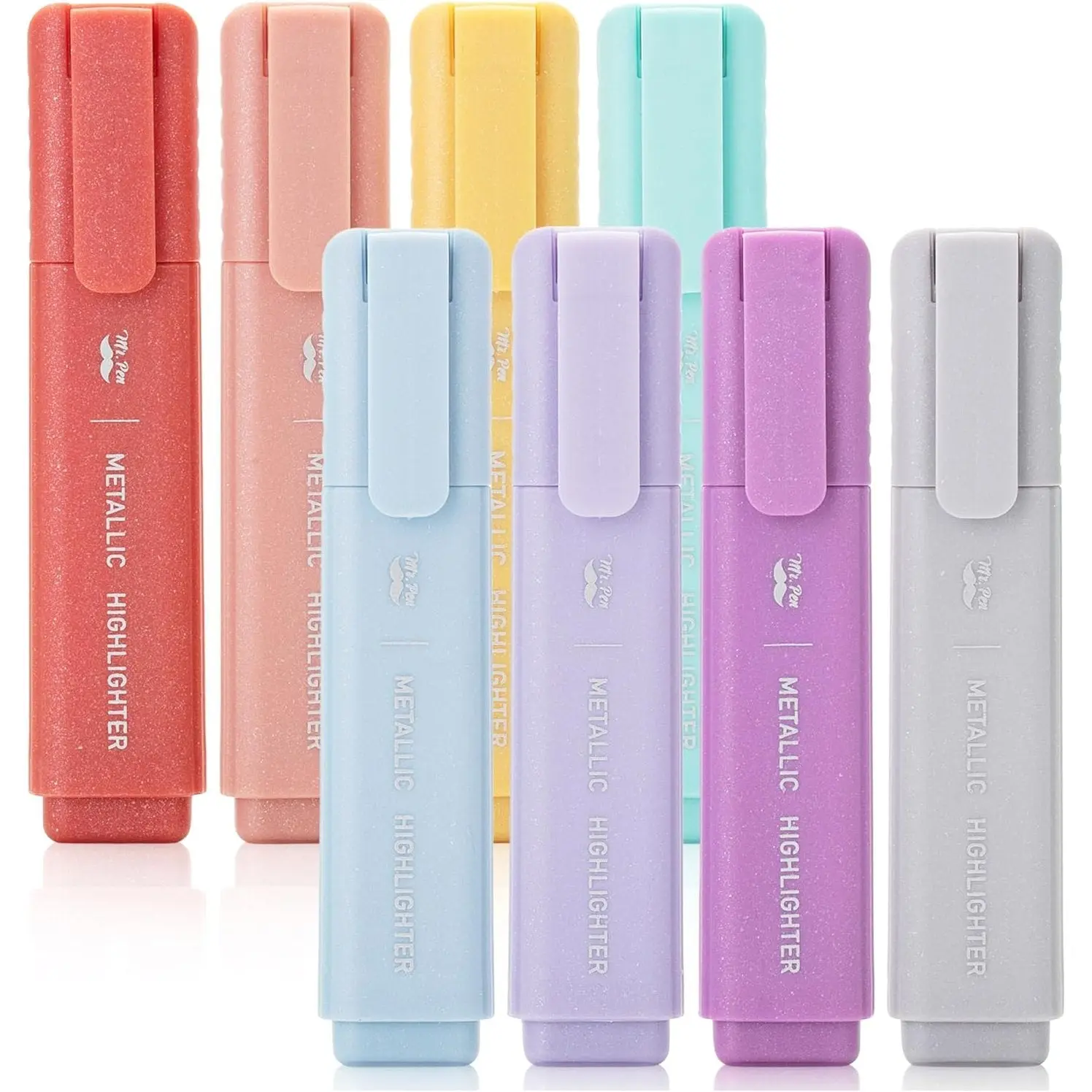 Glitter Highlighters, 8 Pack, Metallic Colors, Chisel Tip, Aesthetic & Cute Highlighters for School, Journaling & Crafts