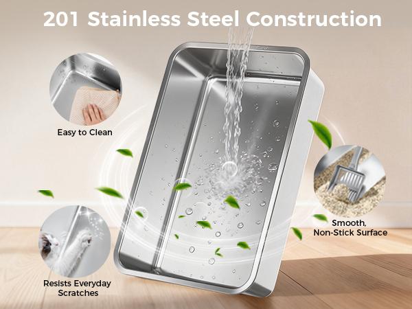 COMHOMA Stainless Steel Cat Litter Box | Extra Large 100L Enclosed Litter Box with Smart Odor Control, Auto Pause Sensor, 180° Flip Lid for Easy Cleaning, Anti-Leak High Walls, Step Mat & Scoop | Ideal for Multiple Cats