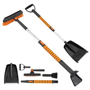 Canvcle 42'' Ice Scraper & Extendable Snow Brush with Foam Grip 180° Pivoting Head for Cars Trucks SUVs Emergency Snow Shovel Broom