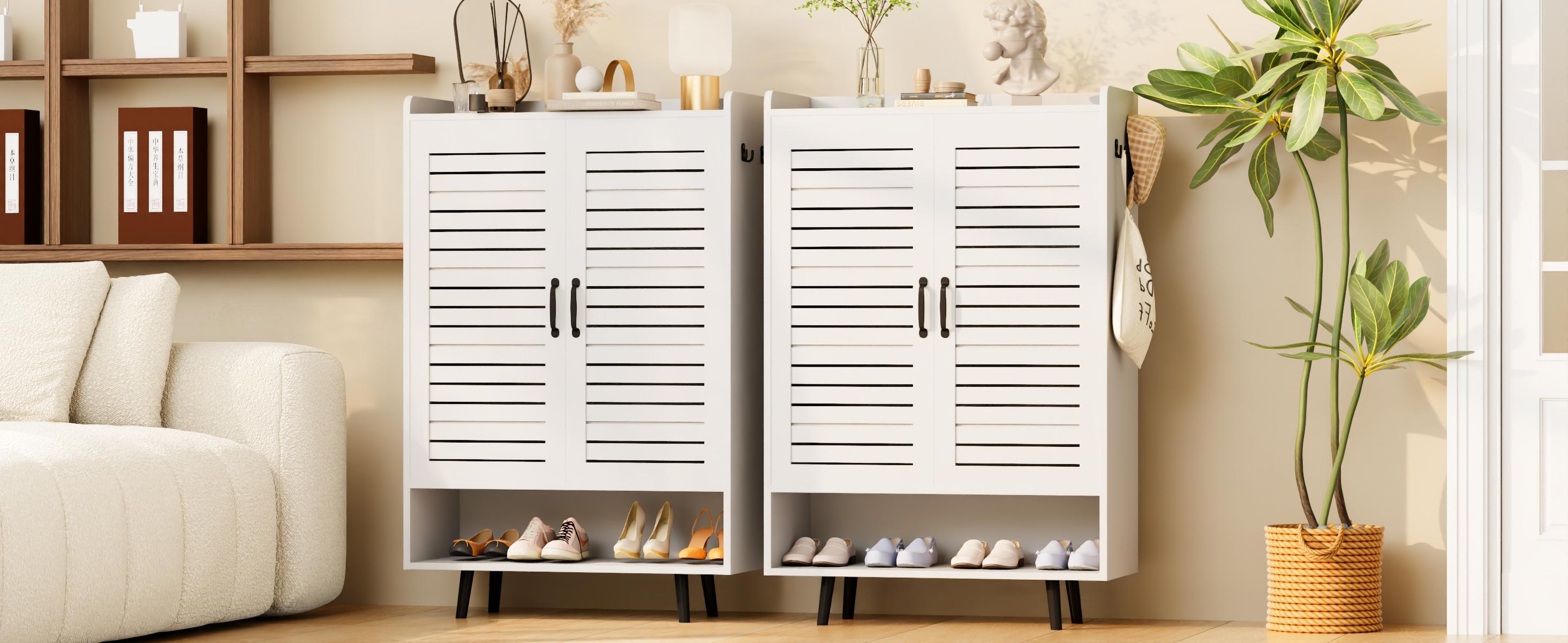 【HolidayHaul】Shoe Cabinet with Doors, 6-Tier Shoe Storage Cabinet with Adjustable Shelves, Wooden 50'' Tall Shoes Rack Organizer Cabinet for Entryway, Front Door, Hallway Closet, Living Room - Blue