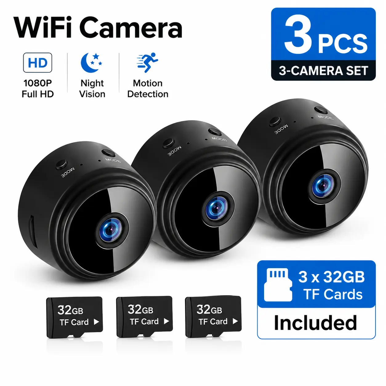 A9 Mini 1080P HD Wireless Security Camera, WiFi Monitoring with Motion Detection, 32GB Support, Smart Home Baby Monitor, Indoor/Outdoor Surveillance Cam
