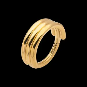 24KT Gold PVD Titanium Triple Stack Design Side Facing Hinged Segment Clicker