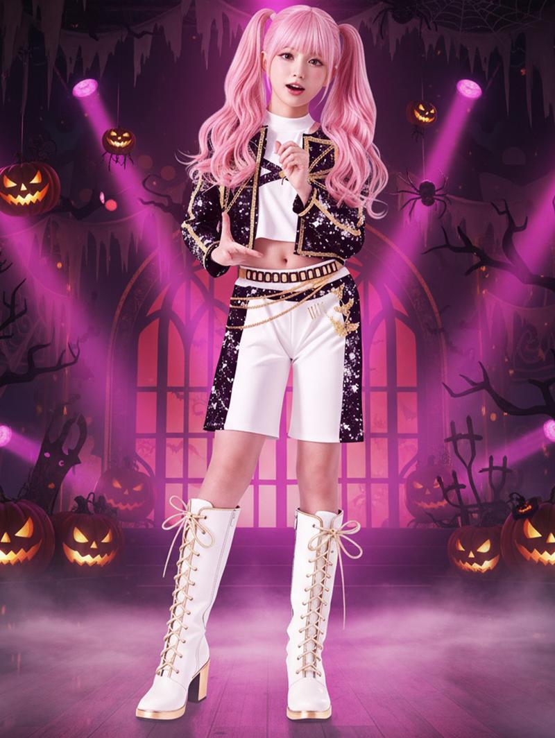 Kpop Demon Hunters Costume Rumi, Halloween Party, K-Pop Demon Hunters Costume Rumi Mira Zoey Outfit Cosplay Accessories, K-Pop Girls Cool Short Sleeve Crop Top Skirt Set, Mira Role Play Costume