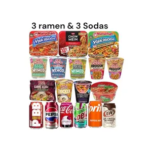 Assorted Ramen & Soda Bundle- 3 Assorted Ramen & 3 Assorted Sodas.