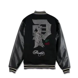 Primitive Apparel Men's Bomber Jacket Blackjack Rhinestone