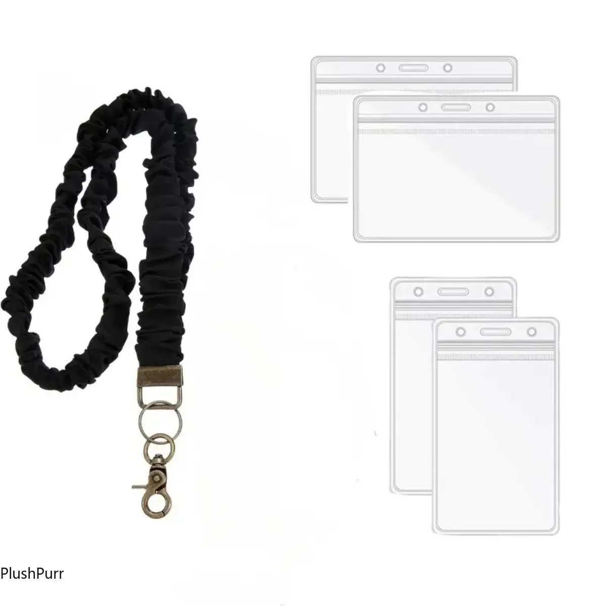 3-Piece Elastic Lanyard Set with Expandable Design - Durable, Lightweight, Stretchy, Hypoallergenic Strap, Badge Holder, Rotatable Metal Base, 17.5-30in, Hands-Free Flexibility, Secures Keys/Phones, Gym/Work Luggage Bag Accessory