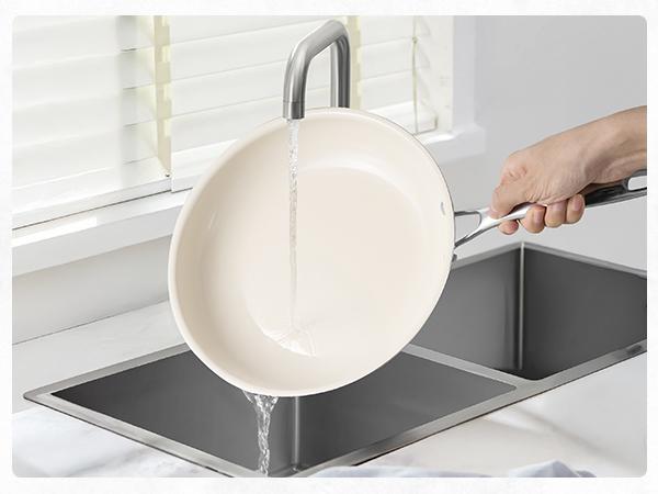 Kikcoin Nonstick Frying Pans Set, Ceramic Pan Skillet, Non Toxic Pans for Cooking, 8" 9.5" 11" Ceramic Frying Pan Set PFAS & PTFE & PFOA Free with Stay Cool Handle, Dishwasher & Oven Safe