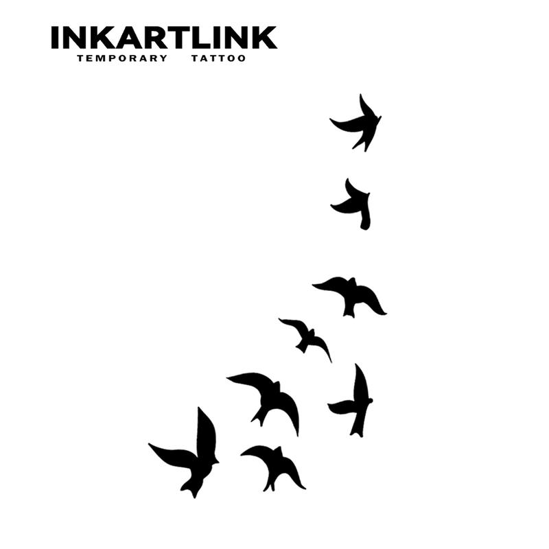 INKARTLINK magic art tattoo 2 pieces,Swallows,waterproof, semi-permanent, long-lasting, temporary, simple fake stickers, for party, Henna Stencil