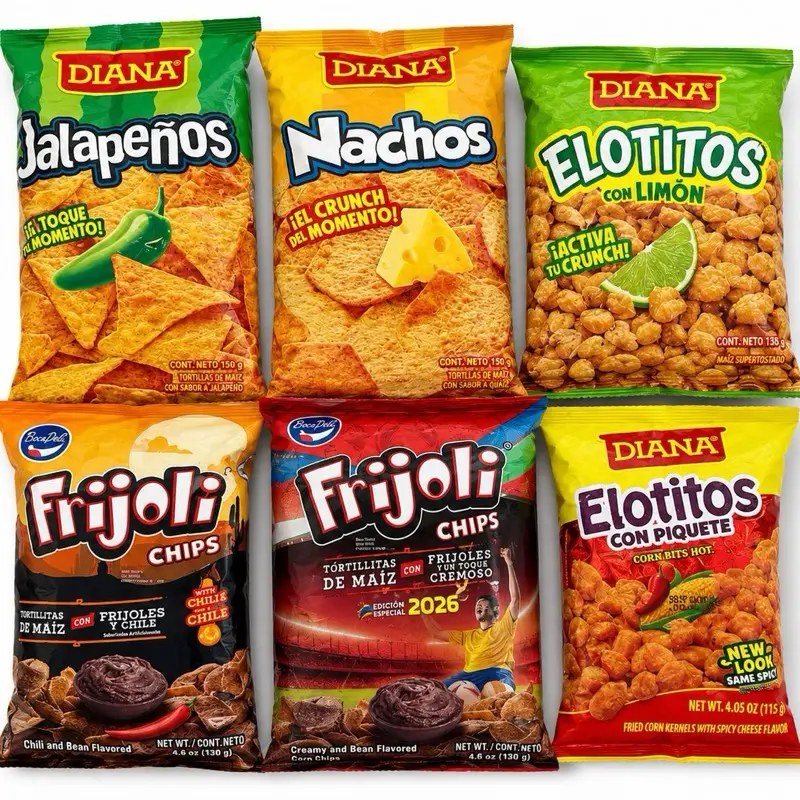 Honduran Churro Mix (150g) - Savory, Crunchy, Crispy Flavored Snacks Assortment Including Jalapeño, Nachos, Lemon Elotitos, Chili Flavored Elotitos, Regular Frijoli, Spicy Frijoli