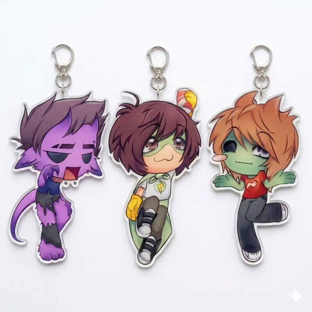 Eddsworld Anime Acrylic Keychain (3 pieces) Car Keychain, Cosplay Gift