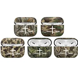 Jesus Saves Camo AirPods Case| Hunting Bottomland Duck Camo| Christian Cross Faith Protective Cover for AirPods Gen 1 2 3 4 & Airpods Pro