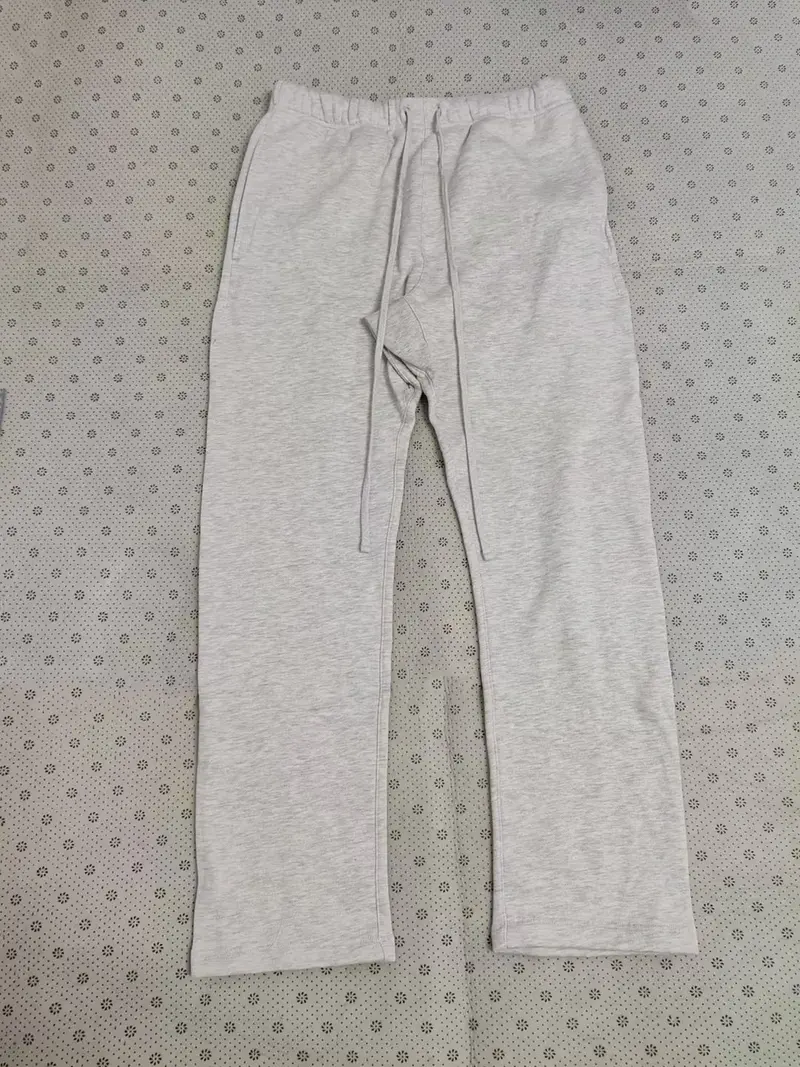 Uncuffed Men's Sweatpants Light Grey Joggers Relaxed Oversized Fit Design Unisex Athletic Casua Lounge Pants with Pockets, Soft Fleece Home Pants with Drawstring