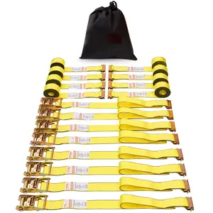 8-Pcs Ratchet Tie Down Straps - 4400 lb Break Strength, 8 Premium 2" x 15" Heavy-Duty E-Track Endless Ratchets for Securing Cargo, Appliances & Lawn Equipment