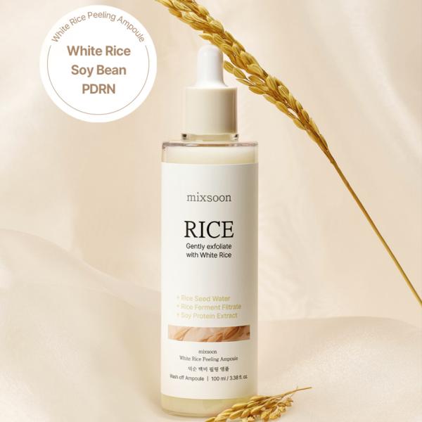 [mixsoon] White Rice Peeling Ampoule 100ml – Gentle Brightening Exfoliant Serum with Rice Extract for Smooth, Radiant Glass Skin