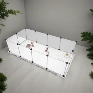 Universal Pet Playpen Portable Indoor Outdoor Puppy Kennel & Small Animal Enclosure Easy Assemble DIY Expandable Fence ABS Connectors PP Plastic Panel Rust-proof Metal Frame