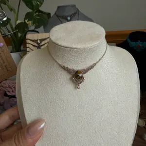 Handmade macramé necklace with Tiger’s eye（ship from us）