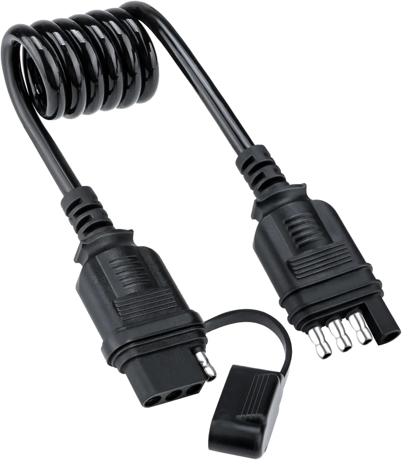 4 Pin Trailer Connector Extension, Flat Trailer Plug Trailer Wire Extension Harness, 18 Guage Male and Female Wiring Harness Adapter, Retractable Extension Cable with Dust Cover