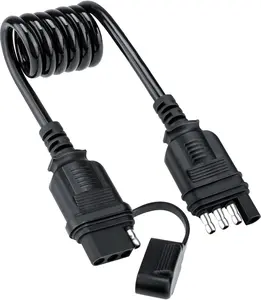 4 Pin Trailer Connector Extension, Flat Trailer Plug Trailer Wire Extension Harness, 18 Guage Male and Female Wiring Harness Adapter, Retractable Extension Cable with Dust Cover