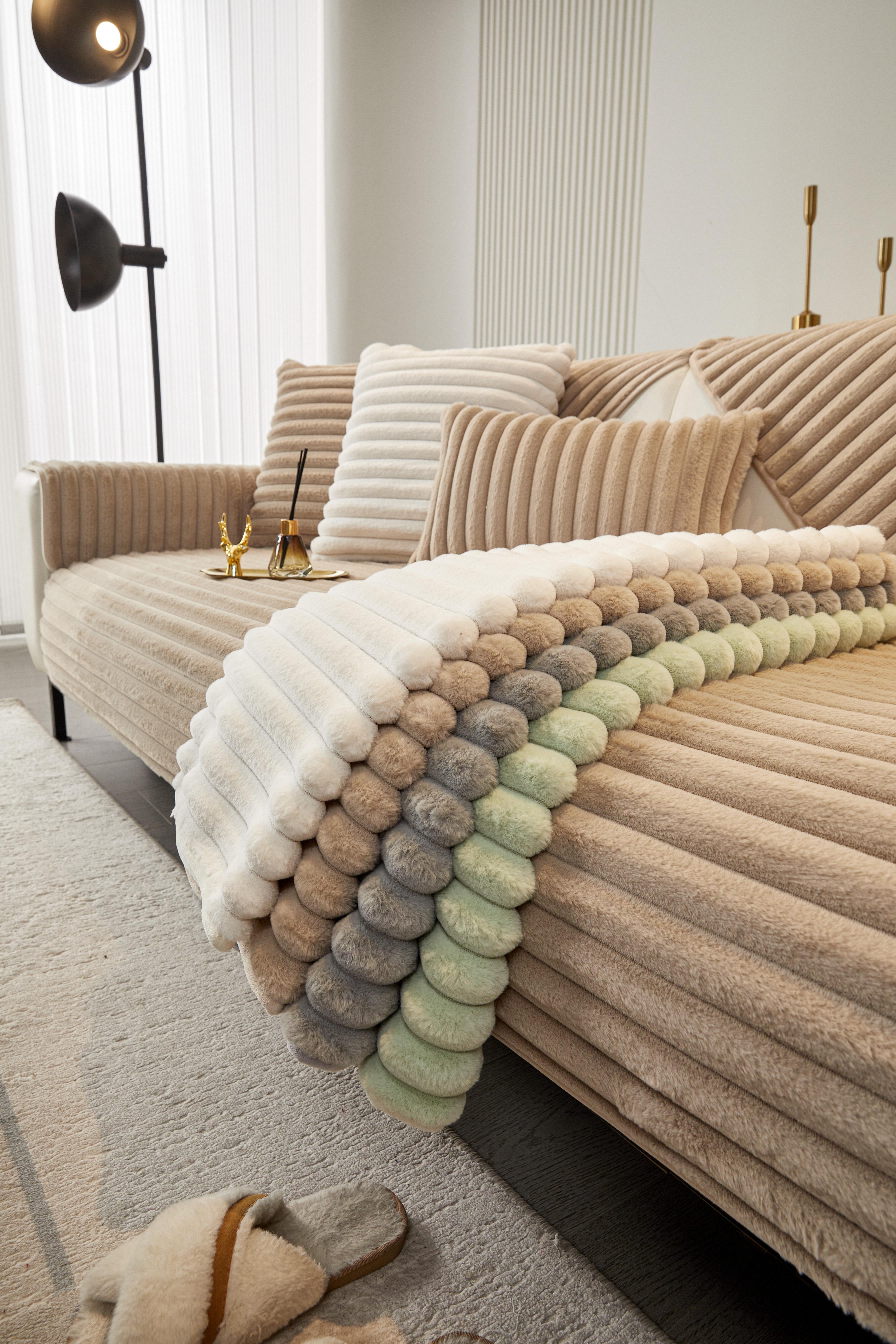 【SlumberHome】Pure Color Sofa Cover, Anti-Slip Sofa Protector, Soft Comfortable Sofa Pillow Case, Decorative Room Accessory for Living Room, Reusable Home Furniture Protection Durable Cushions couch cover for sofa