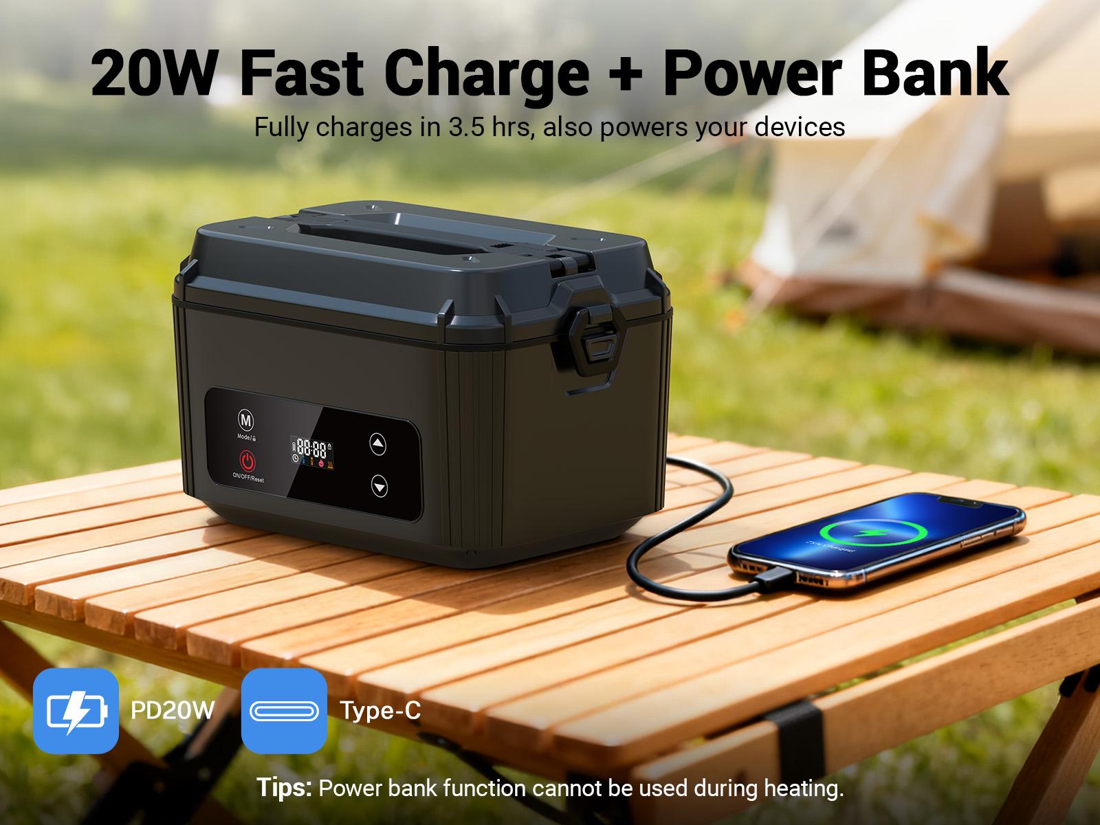 OGERY Self-Heating Electric Lunch Box, 100W Faster Heated Cordless Lunch Box for Adults with Automatic Heating, 40 fl oz 304 Stainless Steel Food Warmer with Timer for Hot Meals Anywhere