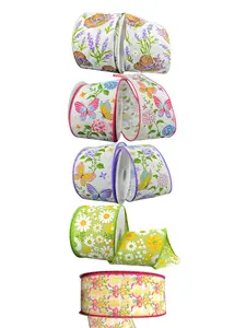 Spring Ribbons 2.5" Wide x 10 Yds Vibrant Seasonal Designs for School Spirit Crafts & Decorations