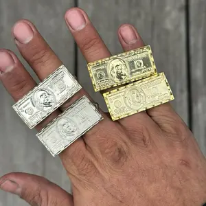 925 Silver Double Finger 100$ Bill Ring - All Sizes Available