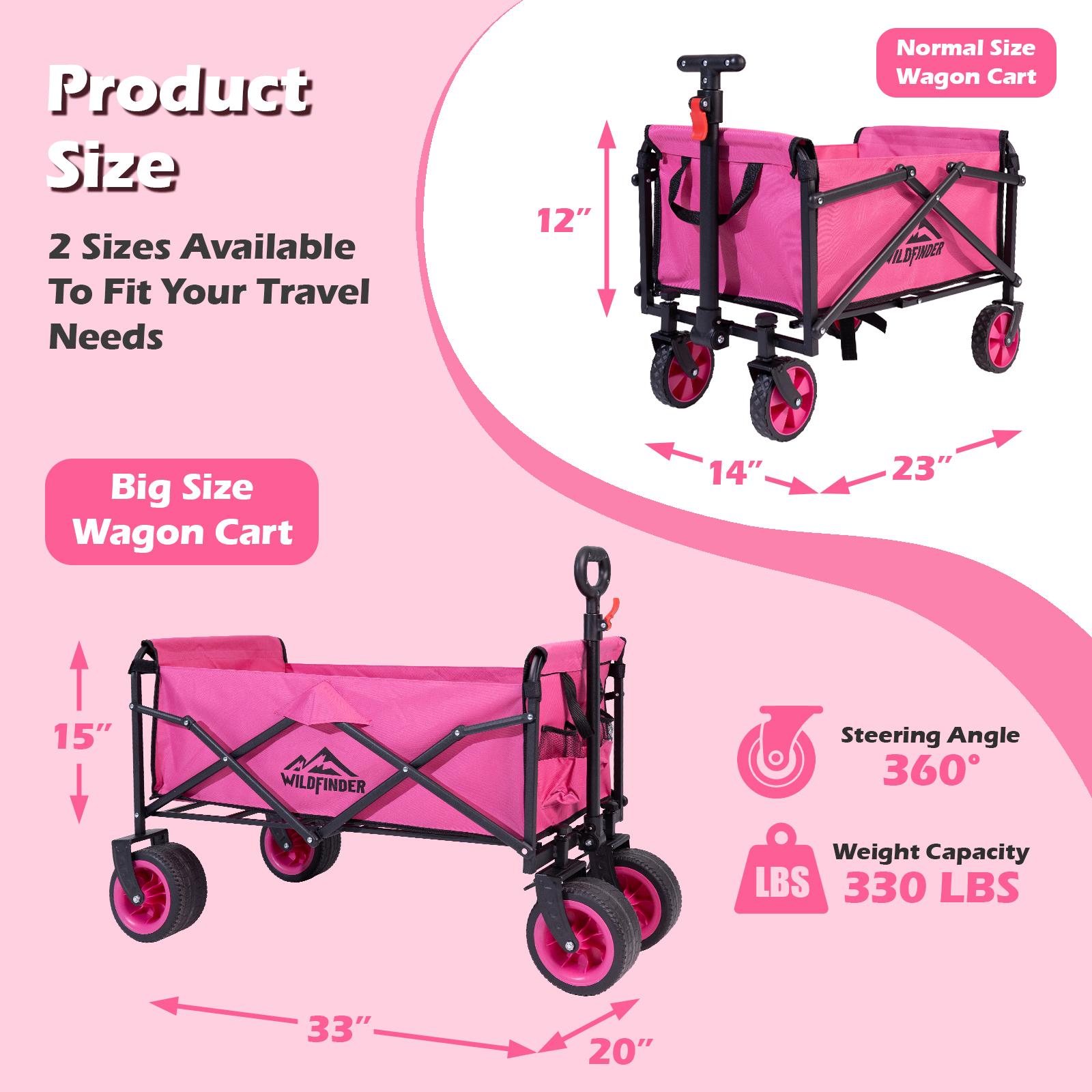 【New Arrival】Foldable Wagon Cart with Wheels, 330 lbs Collapsible Wagon with Flexible Handle, Portable Lightweight Folding Utility Cart for Camping Garden Sports Grocery Shopping