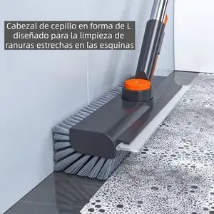 [lan] 4-in-1 cleaning brush: bathroom corner scrubbing scraper brush, long-handled floor cleaning brush, suitable for cleaning shower rooms, bathrooms, patios, garages, kitchens, walls and decks, household cleaning supplies