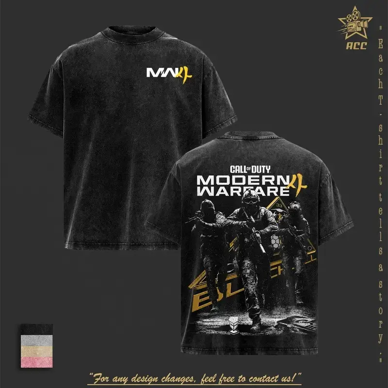 Vintage Call Of Duty Modern Warfare 2 Washed Graphic Tee V2, Oversized Tactical Military Gamer Streetwear Shirt, MW2 FPS Gaming T-Shirt, Special Forces Combat Gift Tee For Men, Retro Warzone Aesthetic Apparel