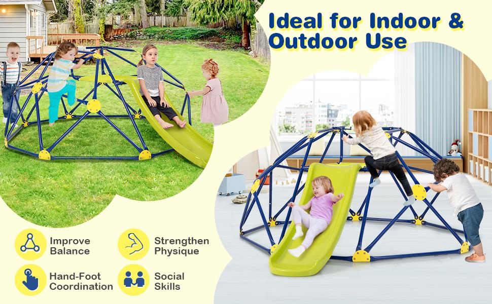 Costzon Kids Playground Climber, 2 in 1 Indoor Geometric Dome Climber Set, Metal Jungle Gym Monkey Bar Climbing Toys Father's Day Gift Costzon Kids Playground Climber, 2 in 1 Indoor Geometric Dome Climber Set, Metal Jungle Gym Monkey Bar Climbing Toys Father's Day Gift