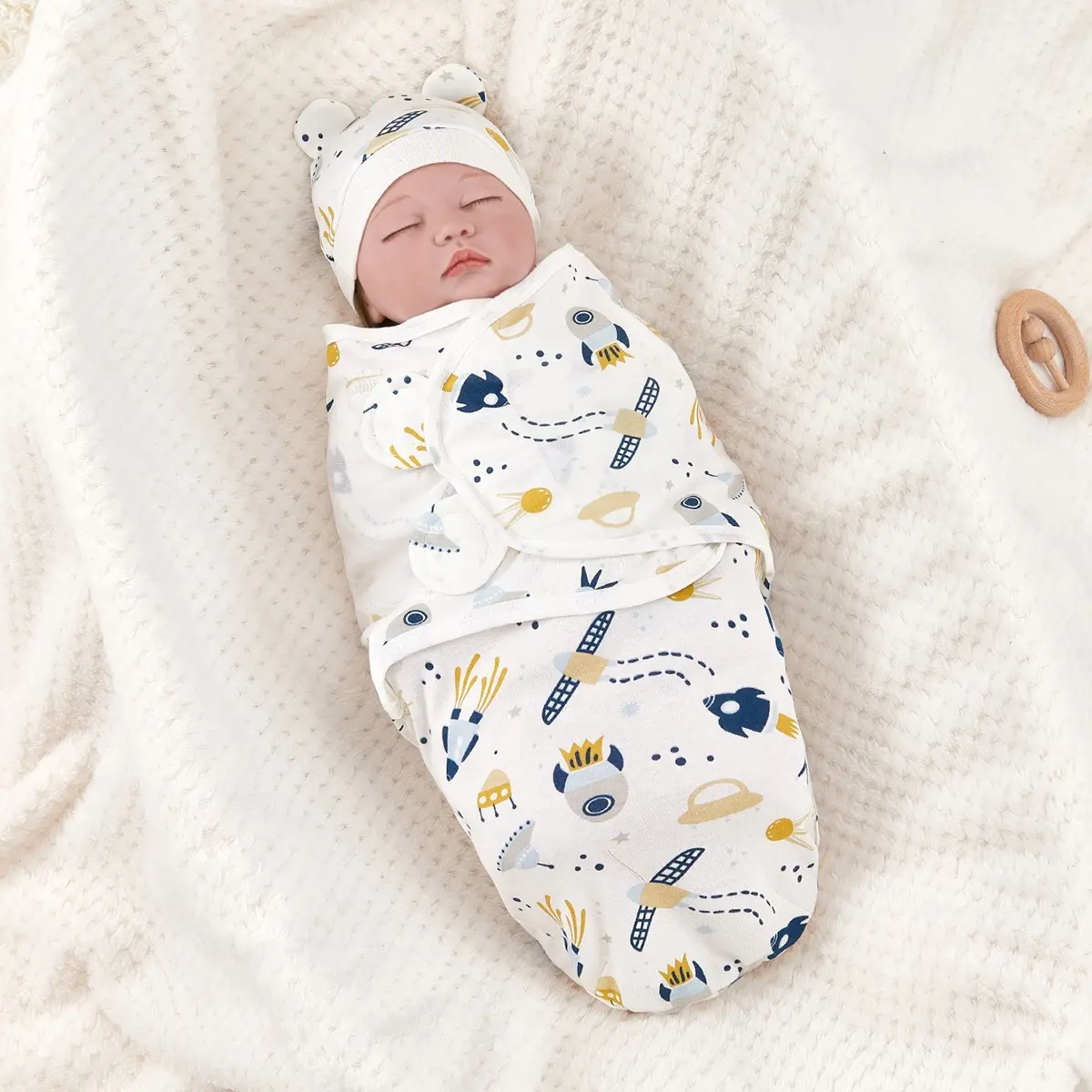 2pcs Swaddle Blanket Set, Suitable for Aged 0-3 Months, Medium Size, Unisex, Featuring Cute Cartoon Patterns. Ideal for Hospital and Home Use, Perfect as a Christmas, Halloween, or Thanksgiving Gift for Your