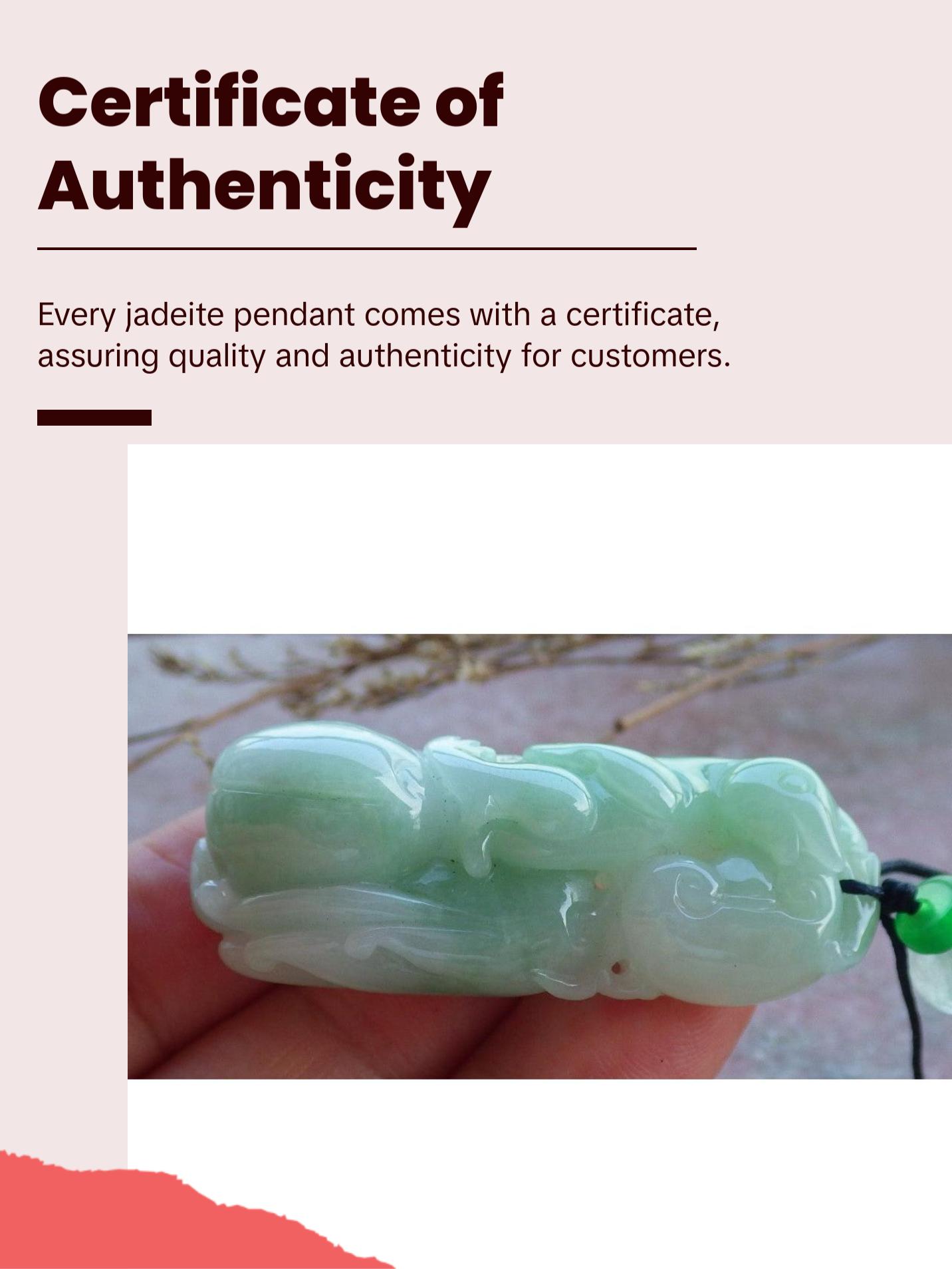 Certified Hand Carved Green Natural Myanmar Burma A Jade jadeite Mouse Rat Ruyi Pendant Necklace