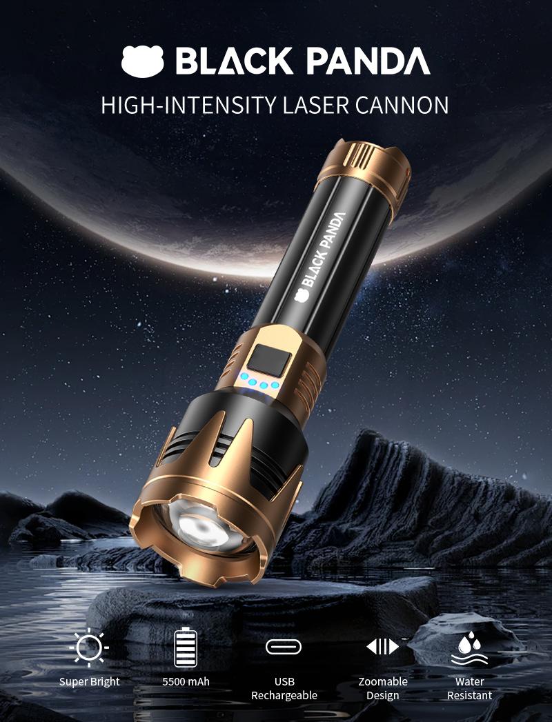 Black Panda Pro Ultra-Bright Flashlight 5500mAh 5 Lighting Modes