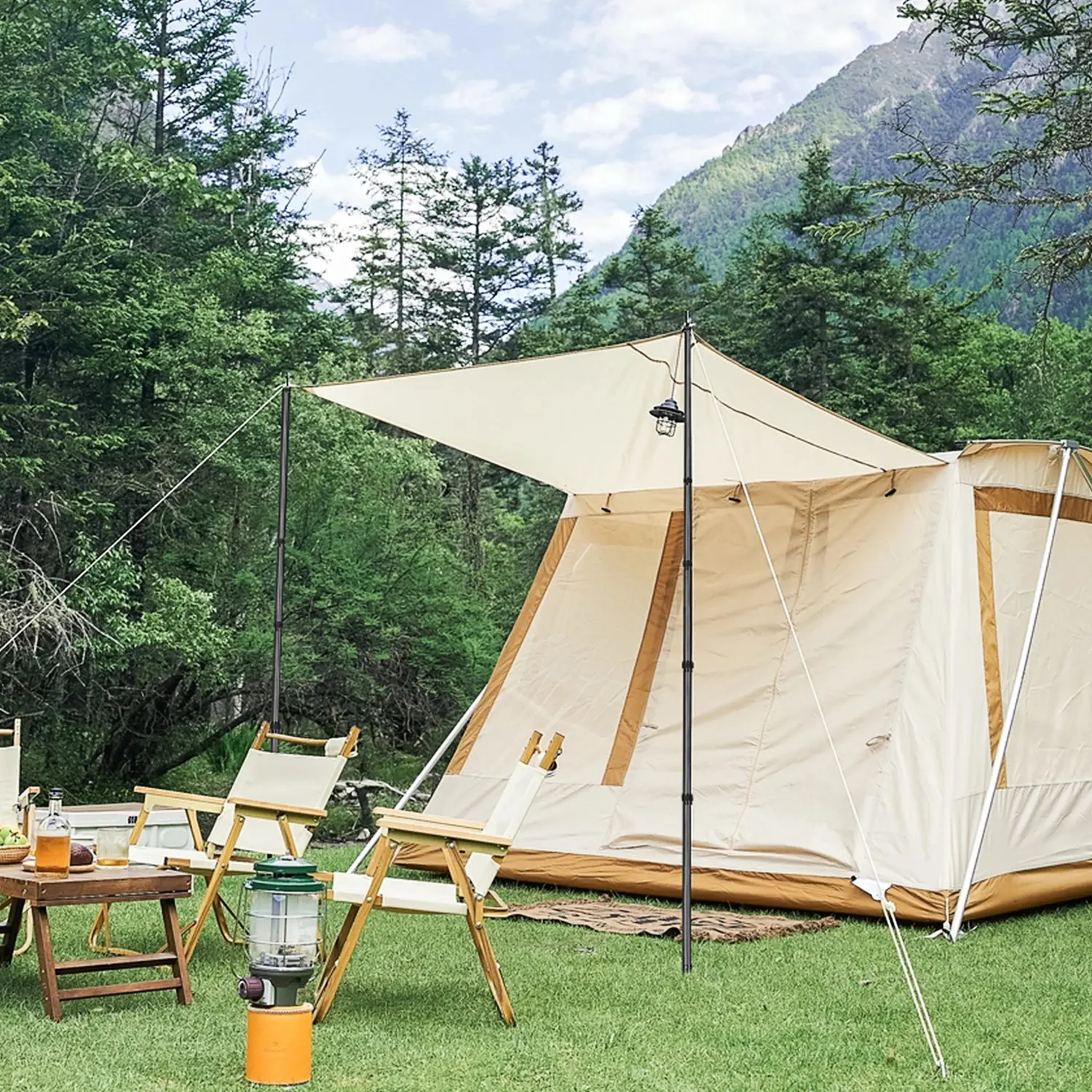 [tiktokmademebuyit] Telescopic Tarp Poles Canopy Adjustable Carbon Fiber Poles Adjustable Tarp Tent Support Poles Canopy Carbon Fiber Poles Awning Support Poles for Sun Shades Outdoor Set of 2 Portable & Lightweight Tent Tarps for Camping Hiking Essential