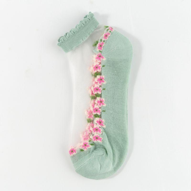 Floral Lace Women's Spring Summer Ankle Socks [10-pair pack] - Cute Cotton Sole Sweat-Wicking Breathable Socks (One size)