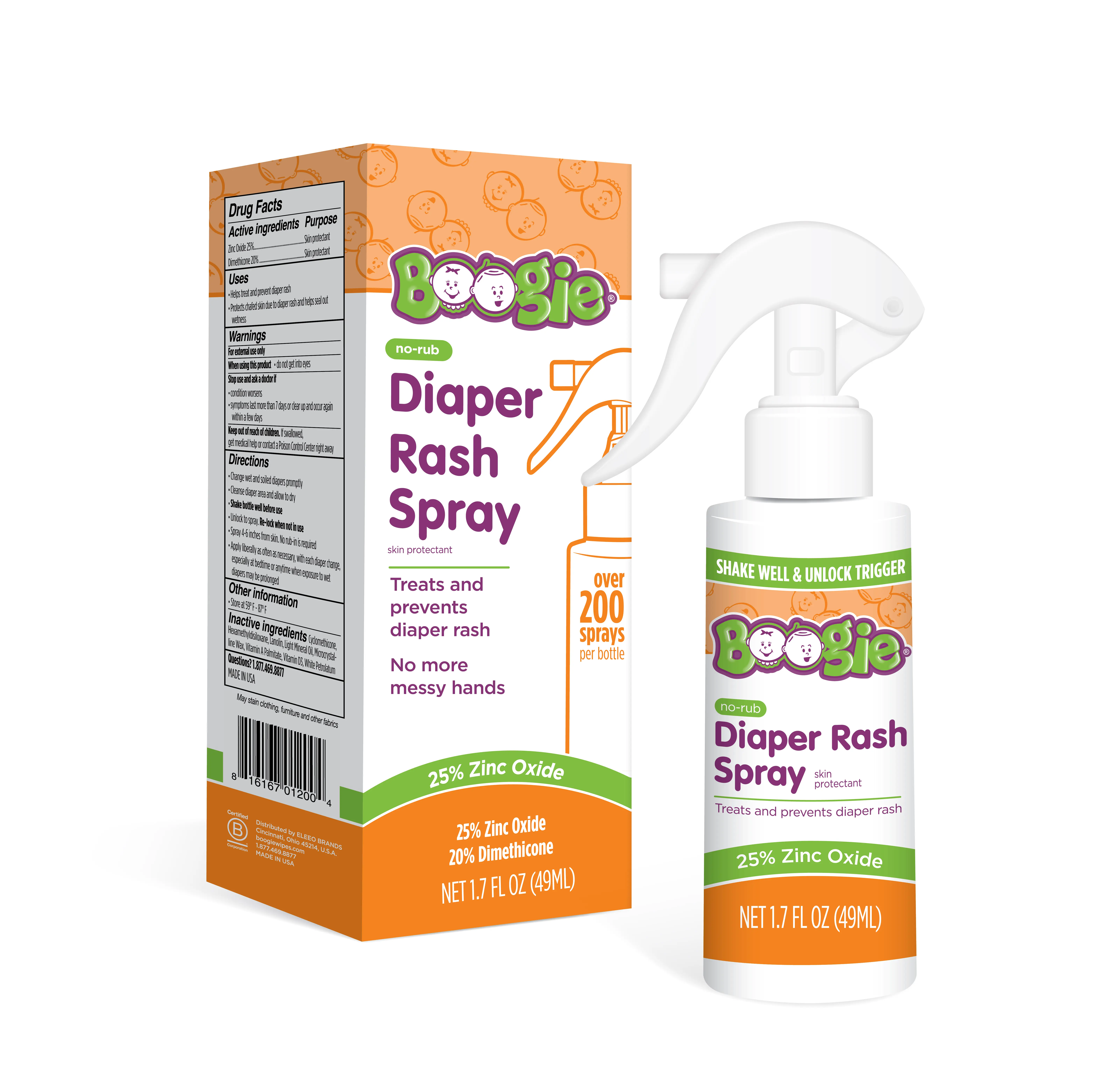 Boogie No-Rub Diaper Rash Spray - Treat & Prevent Diaper Rash with No Mess!