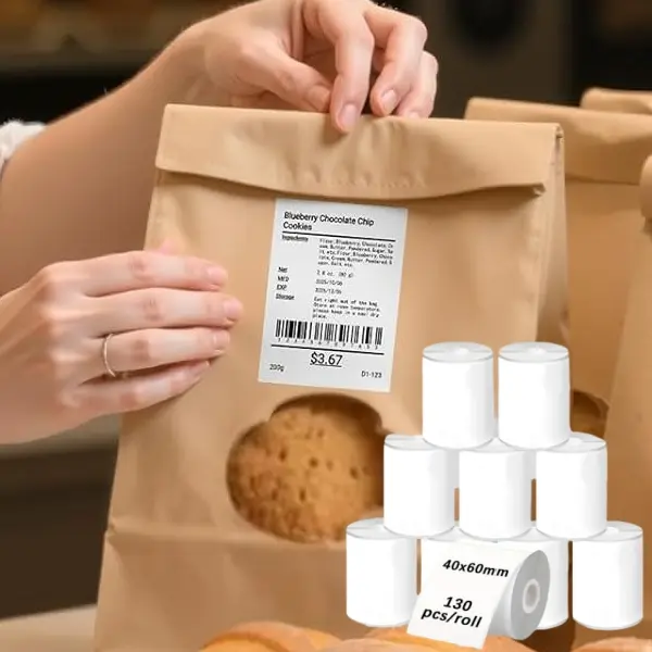 40x60mm Rounded Corner Self-Adhesive Thermal Label Paper - 130 Sheets Name Labels, Sticky Adhesive Stickers, Strong Versatile for Home & Office Organization, Compatible with Most Thermal Printers, Sticky Labels