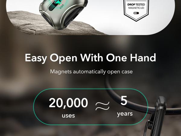 ESR FlickLock Magnetic Case for AirPods 4 & AirPods Pro (1st/2nd/3rd Gen), MagSafe Protective Case, Drop-Proof Lock, Easy-Open Design, Cyber Series